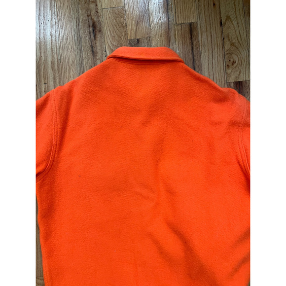 Woolrich Blaze Orange Wool Blend Button Down Over Shirt M-L - Picture 3 of 3